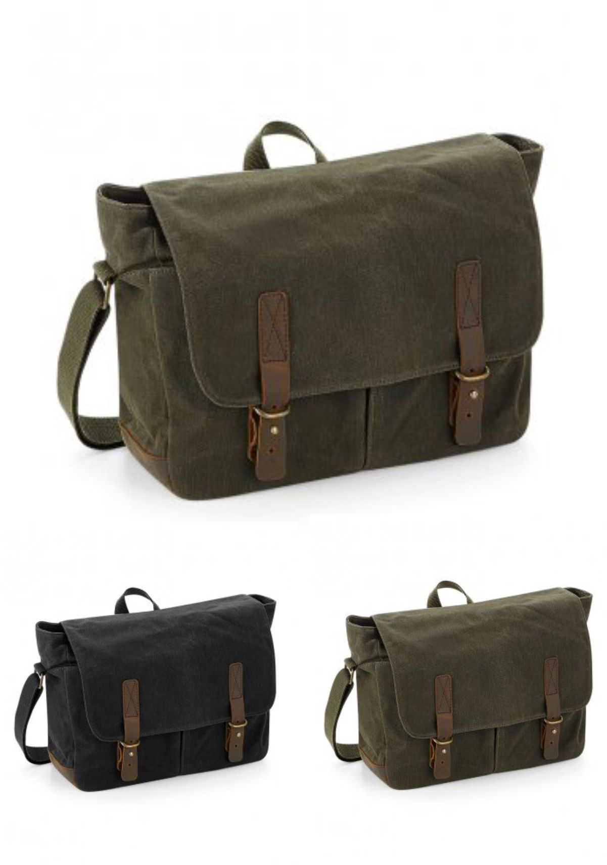 Quadra QD653 Heritage Waxed Canvas Messenger  Quadra QD653 Heritage Waxed Canvas Messenger